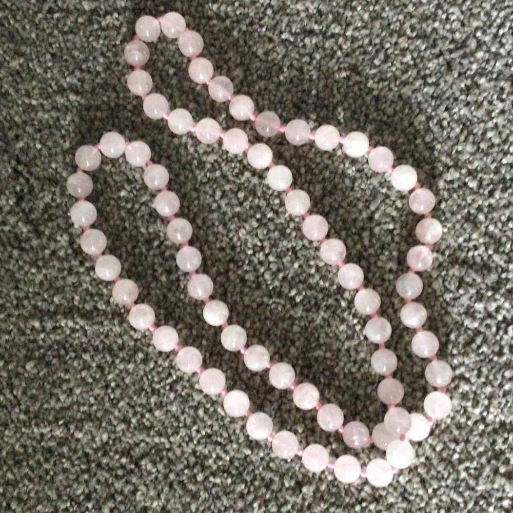 Vintage pink glass bead necklace